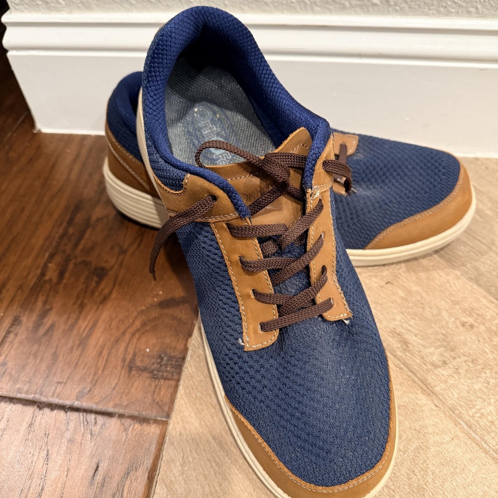 Orthofeet Ortho Shoes Mens Size 14 Blue Leather Walking 20215 Cushion Sneakers